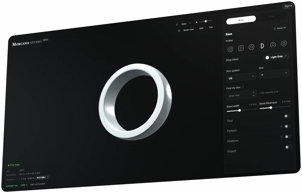 Morcano Studio: designing a ring in the browser